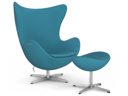 Egg Chair Divina|Divina 893 - Coral green|Satin polished aluminium|With footstool