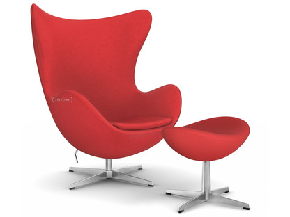 Egg Chair Divina|Divina 623 - Red|Satin polished aluminium|With footstool