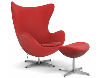 Egg Chair Hallingdal 65|674 - Red|Satin polished aluminium|With footstool