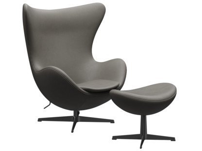 Egg Chair Leather Essential|Lava|Black|With footstool