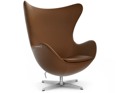 Egg Chair Leather Essential|Walnut|Satin polished aluminium|Without footstool