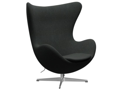Egg Chair Re-wool|198 - Black/natural|Satin polished aluminium|Without footstool