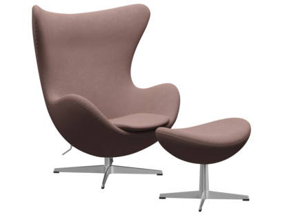 Egg Chair Re-wool|648 - Pale rose/natural|Satin polished aluminium|With footstool