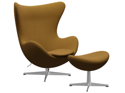 Egg Chair Re-wool|448 - Safron/natural|Satin polished aluminium|With footstool