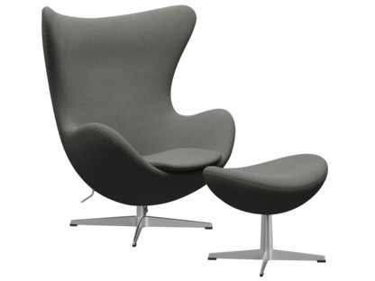 Egg Chair Re-wool|158 - Taupe/natural|Satin polished aluminium|With footstool