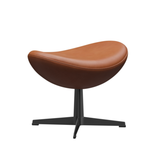 Egg Footstool Leather Grace|Walnut|Black