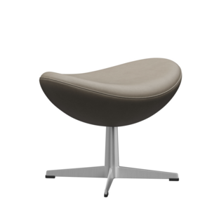 Egg Footstool Leather Essential|Light grey|Satin polished aluminium