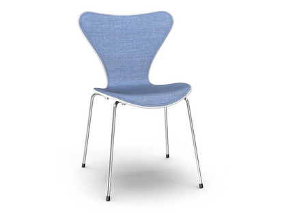 Series 7 Chair Front Upholstered Lacquer|White lacquered|Remix 743 - Blue|Chrome