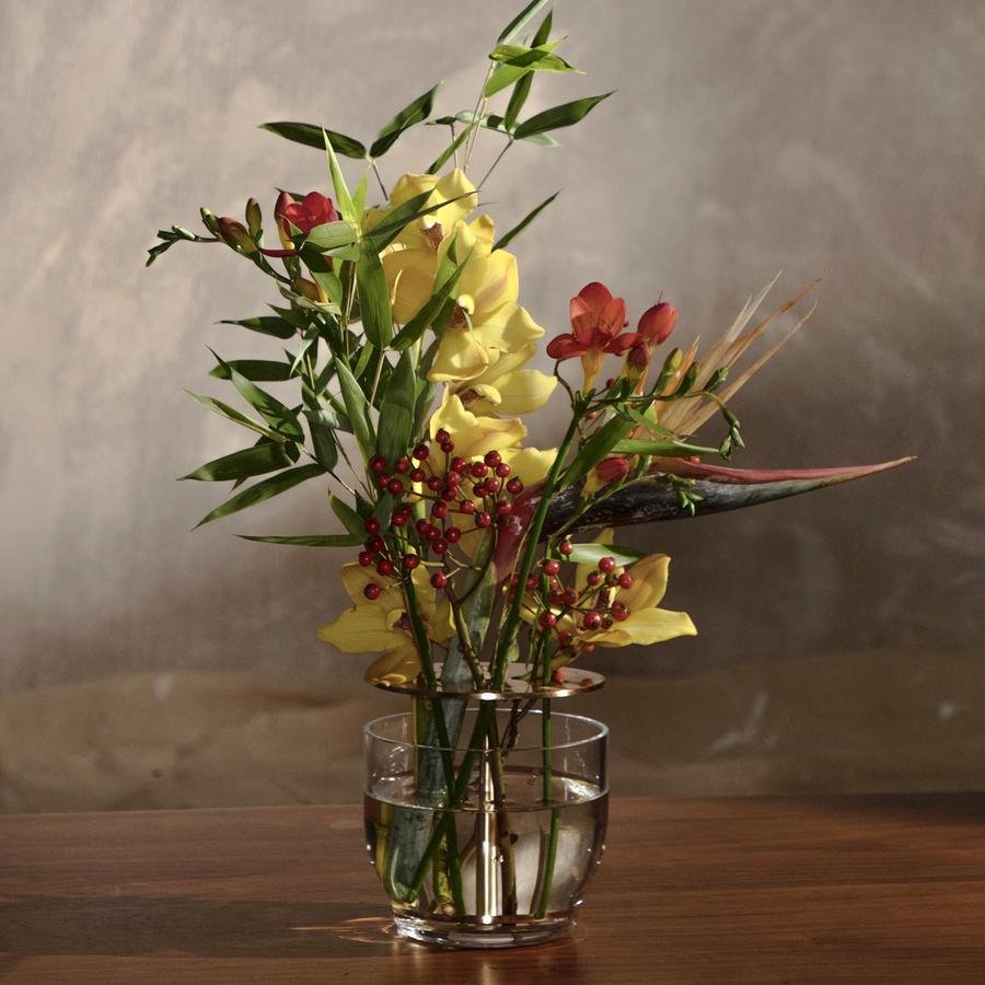 Objects Ikebana Vase, Small (Ø 12 cm), Brass plated | Fritz