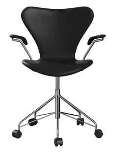 Series 7 Swivel Chair 3117 / 3217 Full Upholstery With armrests|Leather Grace black|Chrome