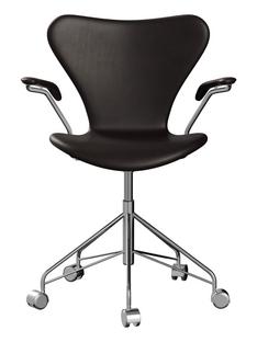 Series 7 Swivel Chair 3117 / 3217 Full Upholstery With armrests|Leather Grace dark brown|Chrome