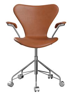 Series 7 Swivel Chair 3117 / 3217 Full Upholstery With armrests|Leather Grace walnut|Chrome
