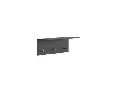 Unu wall coat rack Without rod|With 3 hooks|Matt black / polished stainless steel