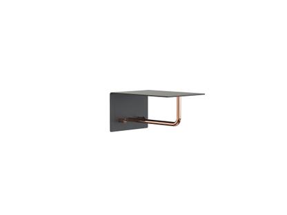 Unu wall coat rack With rod|With 2 hooks|Black matte / polished copper