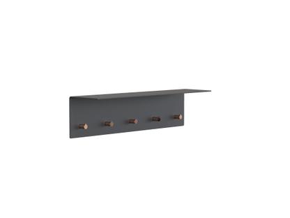 Unu wall coat rack Without rod|With 5 hooks|Black matte / polished copper