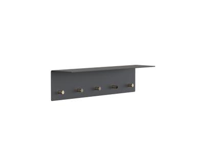 Unu wall coat rack Without rod|With 5 hooks|Black matt / polished gold 