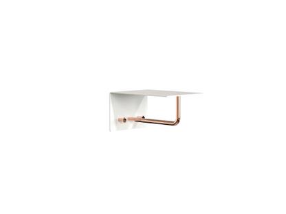 Unu wall coat rack With rod|With 2 hooks|White matt / polished copper 