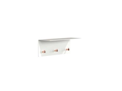 Unu wall coat rack Without rod|With 3 hooks|White matt / polished copper 