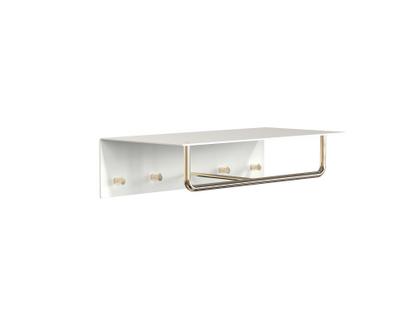 Unu wall coat rack With rod|With 4 hooks|White matt / polished gold 