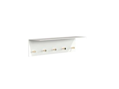 Unu wall coat rack Without rod|With 5 hooks|White matt / polished gold 