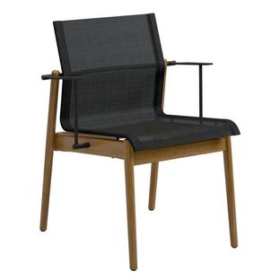 Sway Teak Chair Powder coated anthracite|Fabric Sling anthracite|With armrests