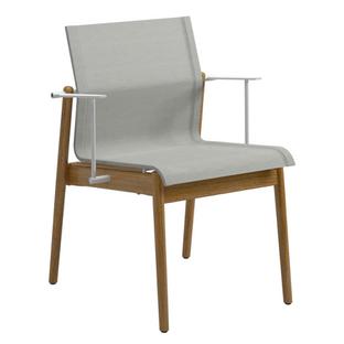 Sway Teak Chair Powder coated white|Fabric Sling seagull|With armrests