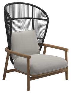 Fern Highback Lounge Chair Raven|Blend Linen