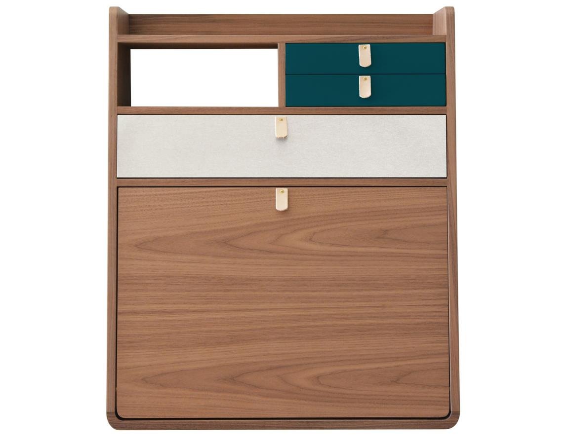 Hartô Wall Secretary Desk Gaston Walnut 60 Cm Light Grey Petrol Wall Secretary Desk Gaston Walnut 60 Cm Light Grey Petrol Blue
