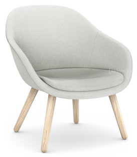 About A Lounge Chair Low AAL 82 Divina Melange 120 - light grey|Soap treated oak|With seat cushion