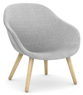 About A Lounge Chair Low AAL 82 Hallingdal - light grey|Lacquered oak|Without seat cushion