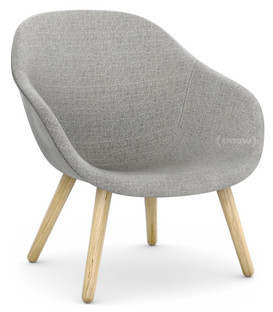 About A Lounge Chair Low AAL 82 Hallingdal - warm grey|Lacquered oak|Without seat cushion
