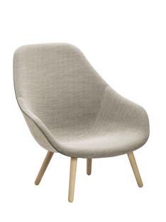 About A Lounge Chair High AAL 92 Hallingdal - warm grey|Lacquered oak|Without seat cushion