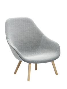 About A Lounge Chair High AAL 92 Hallingdal - light grey|Lacquered oak|Without seat cushion