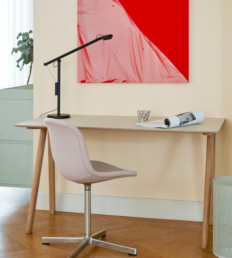 Copenhague Desk CPH90, Lacquered oak, Linoleum grey | Hay