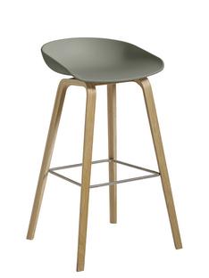 About A Stool AAS 32 Bar version: seat height 74 cm|Soap treated oak|Dusty green