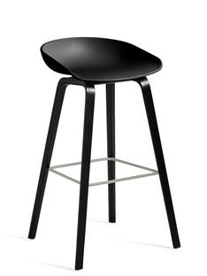 About A Stool AAS 32 Bar version: seat height 74 cm|Black stained oak / stainless steel|Black