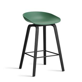 About A Stool AAS 32 Kitchen version: seat height 64 cm|Black lacquered oak|Teal green 2.0