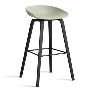 About A Stool AAS 32 Bar version: seat height 74 cm|Black lacquered oak|Pastel green 2.0