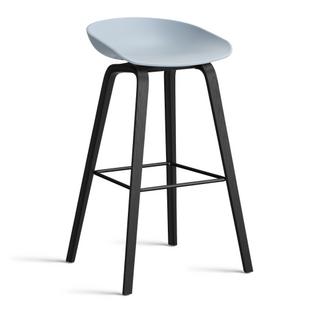 About A Stool AAS 32 Bar version: seat height 74 cm|Black lacquered oak|Slate blue 2.0