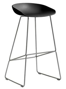 About A Stool AAS 38 Bar version: seat height 74 cm|Stainless steel|Black