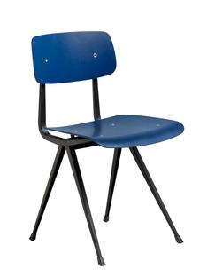 Result Chair Dark blue lacquered oak|Steel black powder-coated