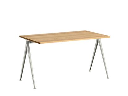 Pyramid Table 01 L 140 x W 75 x H 74 cm|Clear lacquered oak|Steel beige powder-coated 