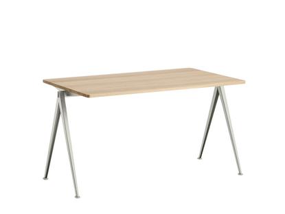 Pyramid Table 01 L 140 x W 75 x H 74 cm|Matt lacquered oak|Steel beige powder-coated 