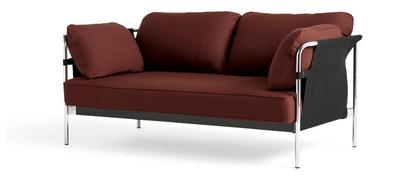Can Sofa 2.0 Two-seater|Fabric Steelcut 655 - Dark red|Chrome