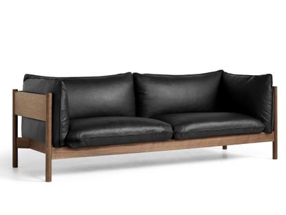 Arbour Sofa Leather Nevada 0500 - black|Oiled waxed walnut