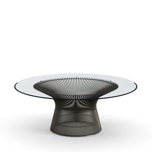 Platner Sofa Table Large (diameter 107 cm)|Bronze, metallic|Clear glass