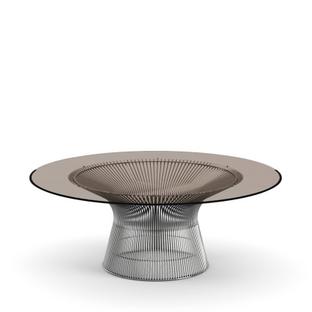 Platner Sofa Table Large (diameter 107 cm)|Polished nickel|Bronzed glass