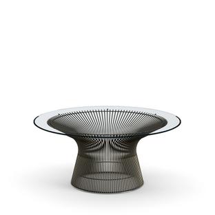 Platner Sofa Table Small (diameter 91,5 cm)|Bronze, metallic|Clear glass