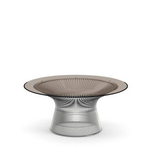 Platner Sofa Table Small (diameter 91,5 cm)|Polished nickel|Bronzed glass