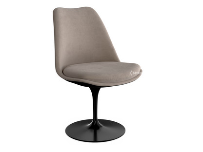 Saarinen Tulip Chair Swivel|Upholstered inner shell and seat cushion|Black|Beige (Eva 177)